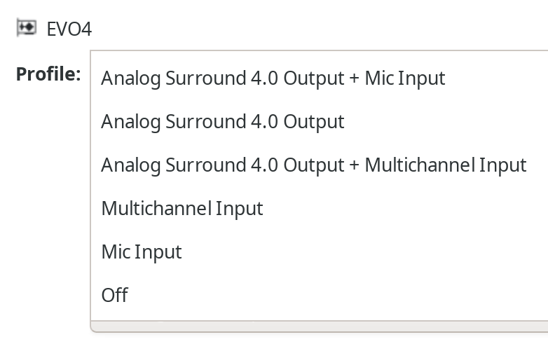 PulseAudio sound profiles for the EVO 4